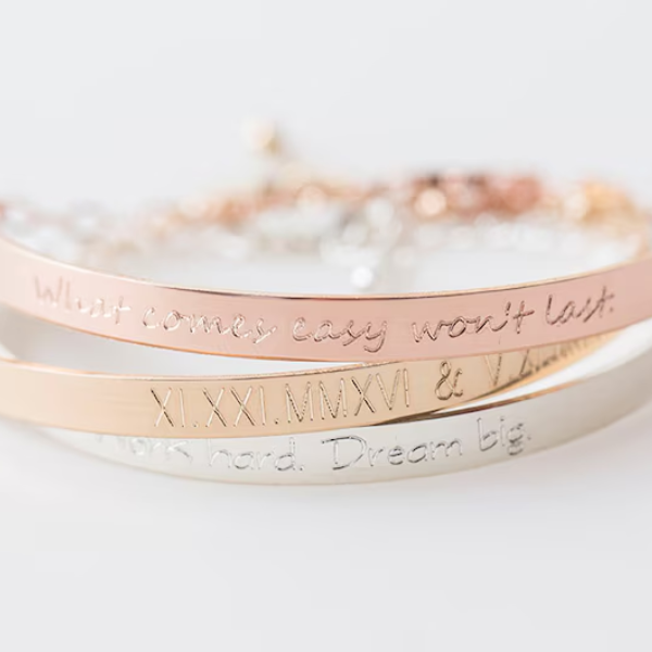 Engraved Half Cuff Bracelet