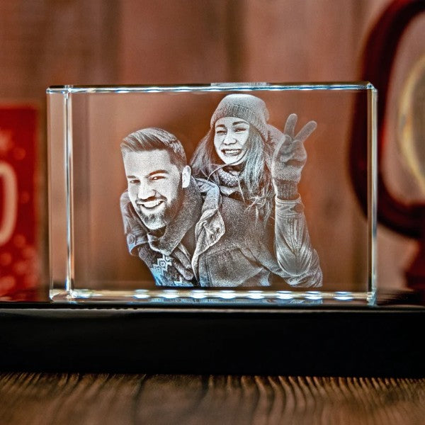 Laser Etched Crystal Photo Holiday Decor