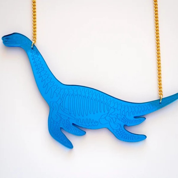 Plesiosaur Skeleton Laser Engraved Necklace